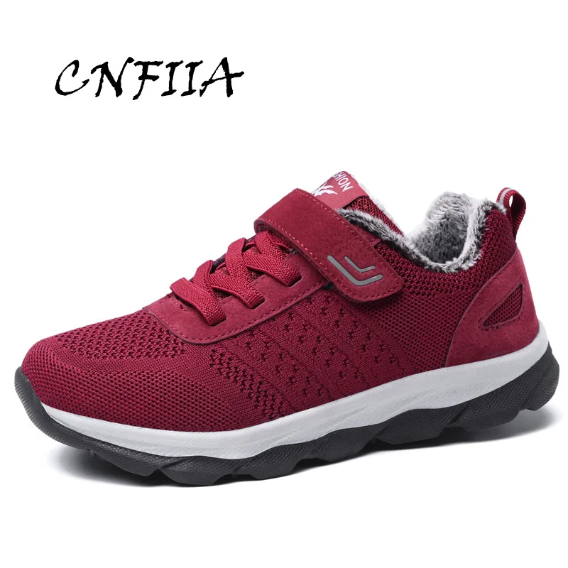 

CNFIIA Sneakers Women Shoes Large Size 41 42 43 44 45 Red Blue Black Female Footwear Women Casual Shoes 2018 Winter Warm Walking
