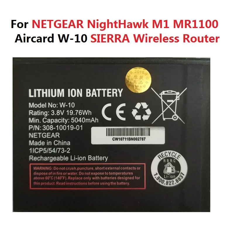 3,7 V Батарея для Netgear Сьерра-Беспроводной маршрутизатор Aircard W-1 W-3 W-5 W-7 W-10 1800 мАч 2000 мАч 2500 мАч 2930 мАч 5040 мАч аккумулятор - Цвет: W-10