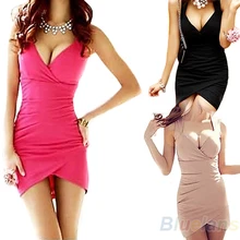 Yeni Tasarlanan Seksi Hanımefendi Elbiseler Derin V Yaka Low Cut Kolsuz İnce Kokteyl Gece Kulübü Parti Mini Elbise 0K44