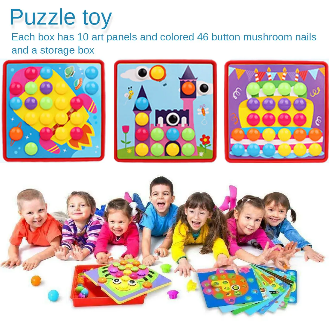 

Kids 3D Puzzles Toy Colorful Buttons Assembling Mushrooms Nails Kit Baby Mosaic Composite Picture Puzzles Board Educational Toy