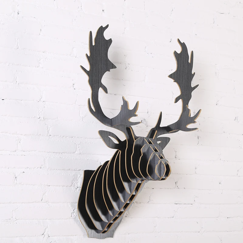 Fallow Reindeer head DIY wooden wall home decor,European animal hanging
