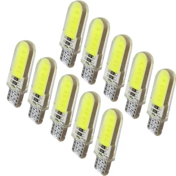 

Wholesales 100pcs T10 Led COB Silicone Case 12 SMD Car Interior Lisence Plate Light W5W 501 Auto Door Bulbs Side Weage Lamp