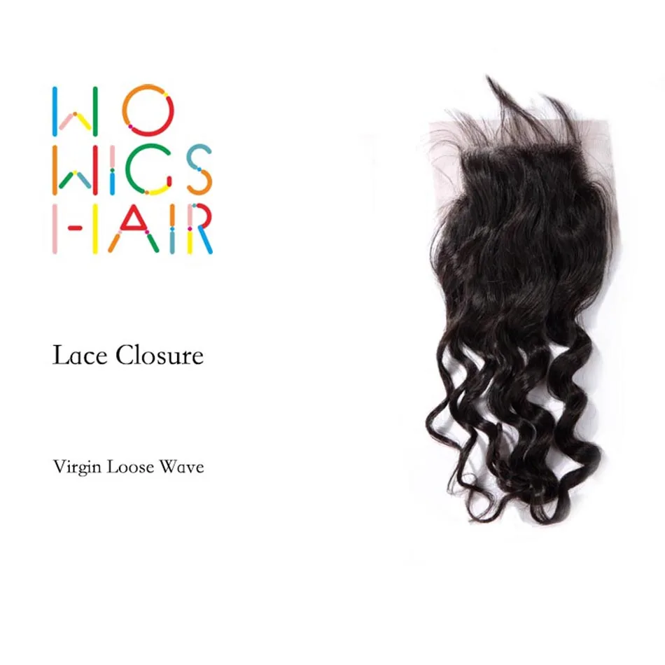 

WoWigs Hair Virgin Brazilian Hair Lace Closure Brazilian Loose Wave, Unprocessed Wavy Hair Loose Curl Closure