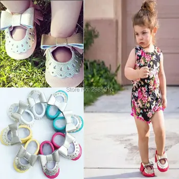 

2017 Genuine Leather soft baby girls shoes summer lace bow shoes New Newborn First Walkers Soft bottom Toddler Baby moccasins