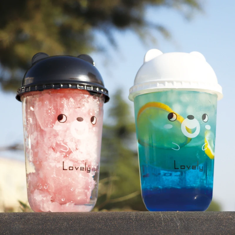 50pcs Cute 500ml Transparent disposable milk tea cup party favor coffee