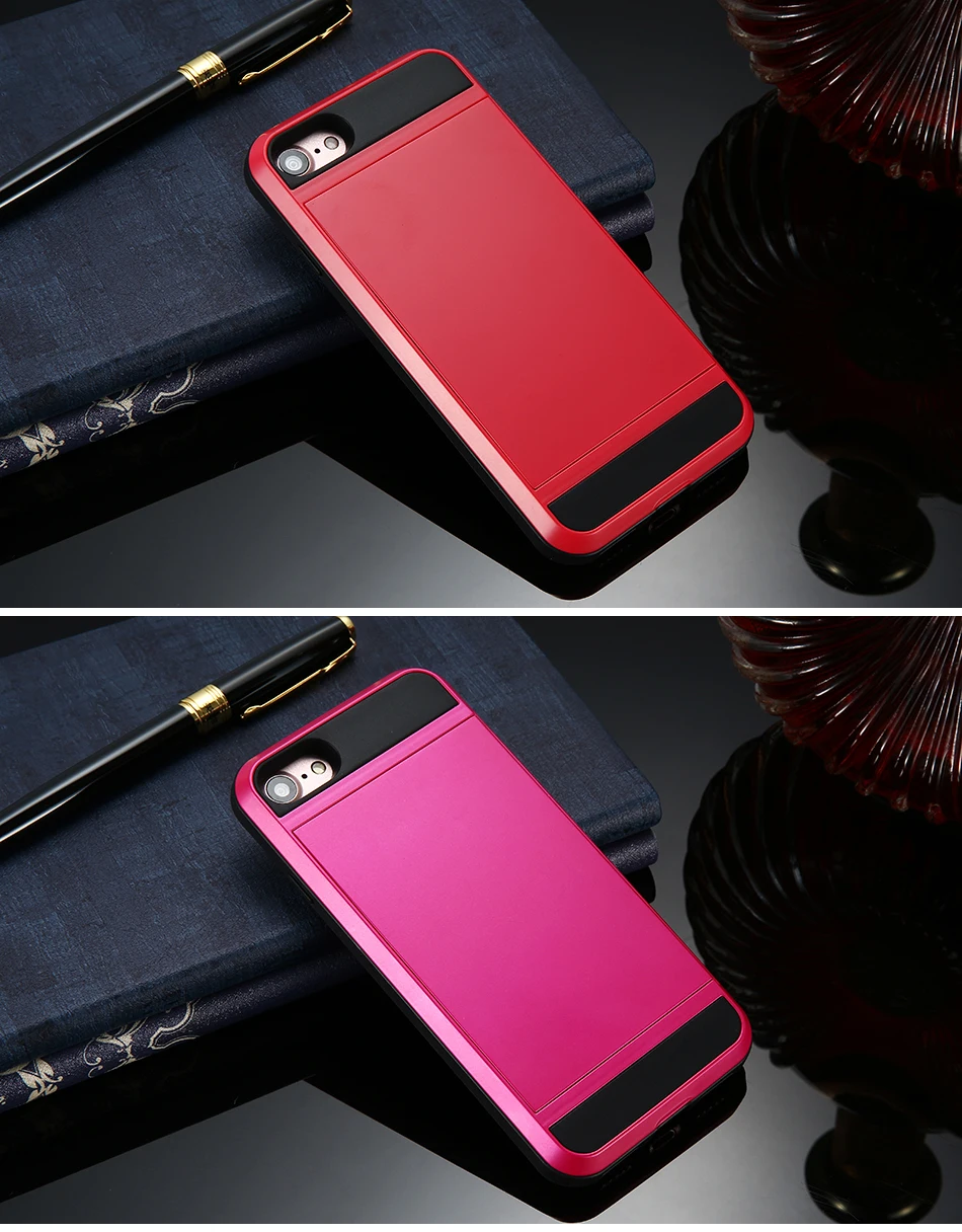 MR.YI Armor Case For iPhone 7 6 6S Plus 5 5S SE 5C Back Cover Slide Hidden Card Holder Phone Case For iPhone 5 6 6S 7 Plus Cover (15)
