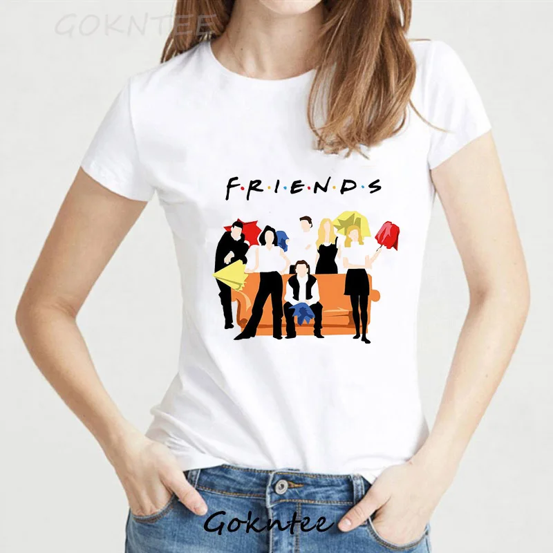Модная футболка с принтом "лучшие друзья ТВ", женские летние топы, забавная Повседневная Уличная футболка, женская футболка в стиле Харадзюку, Подарочная футболка, camiseta