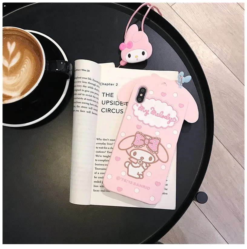 Sanrio 3D милый My Melody мультфильм с ремешком чехол для телефона IPhone Xs Max X Xr 8 7 6 S Plus Soft oroll Мягкий силиконовый чехол