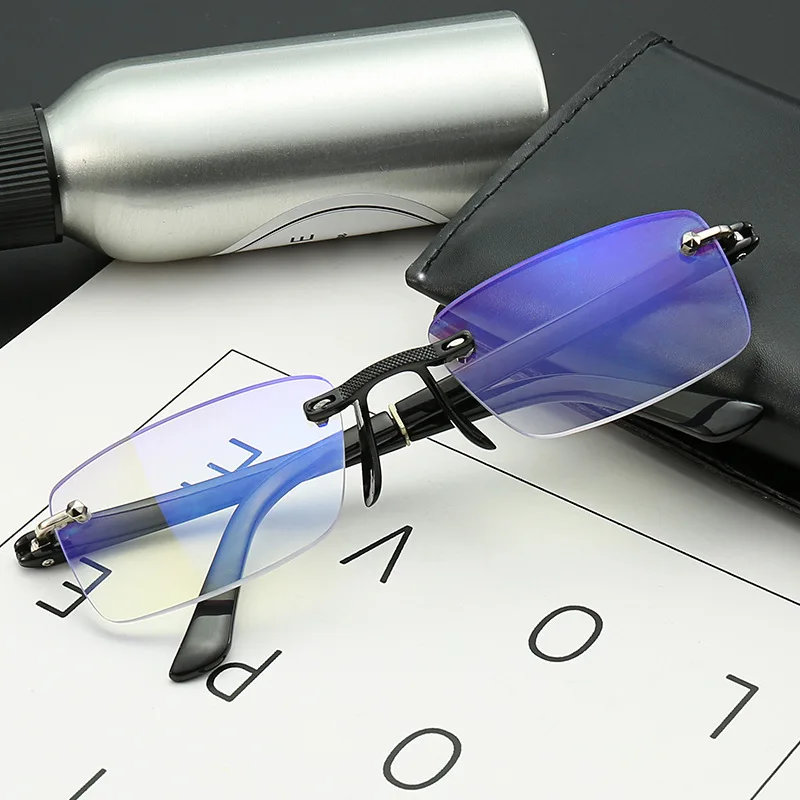 

Cubojue TR90 Computer Reading Glasses Men Rimless Eyewear Blocking Blue Light Anti Reflection UV400 +100 +150 200 250 300 350