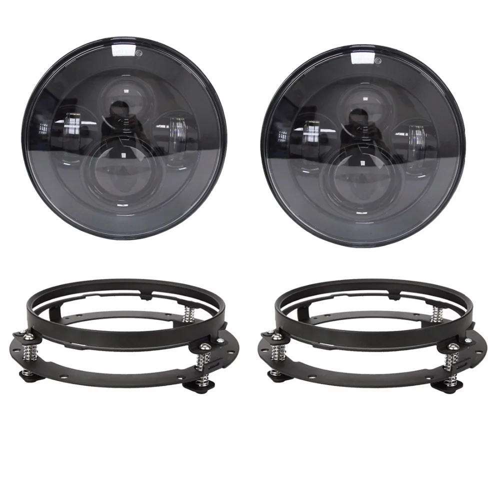 

7" inch Round Headlights Led Replacement For Jeep Wrangler 97-15 Hummer with 2 pcs 7 mounting bracket ring support