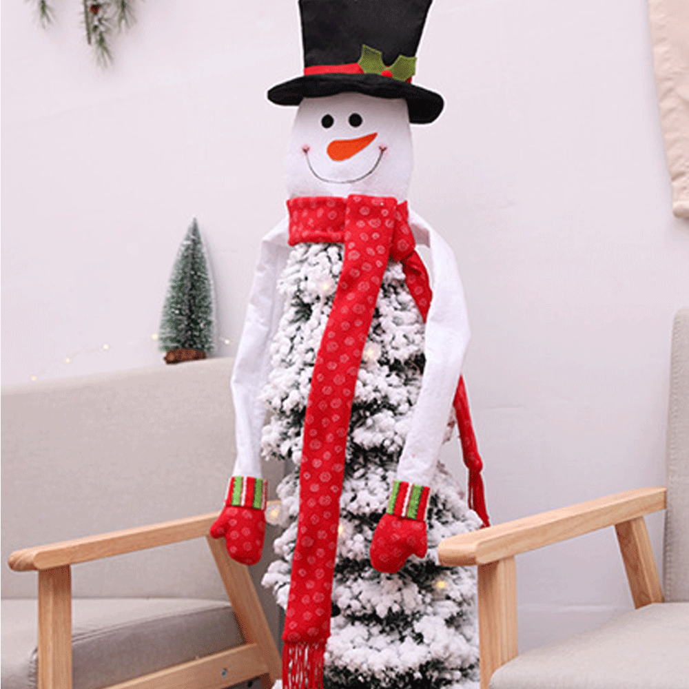 Рождественская елка Топпер крышка Снеговик шляпа шарф Рождественское украшение для дома орнамент