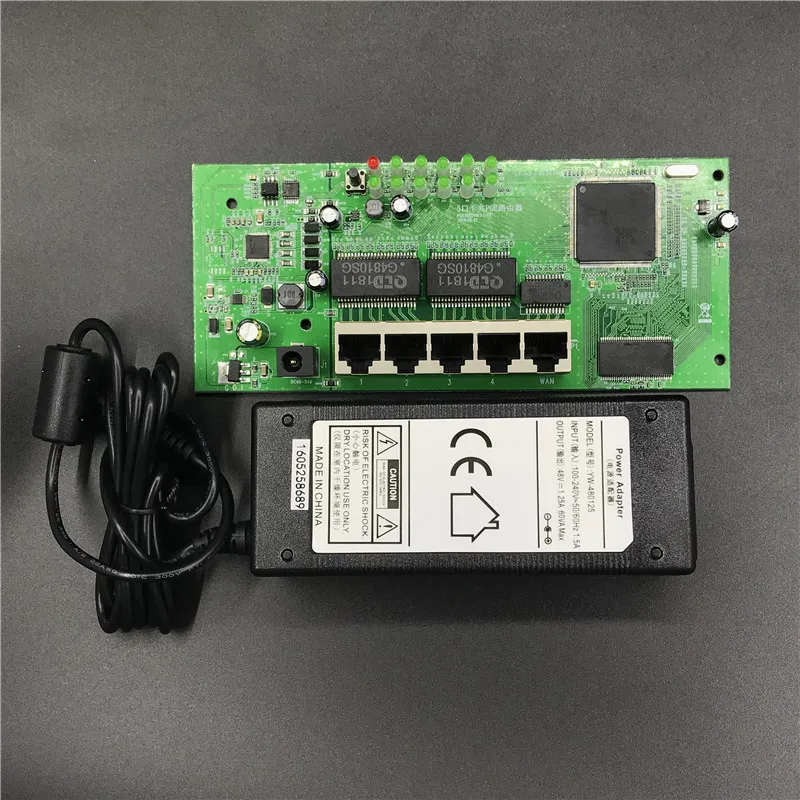 OEM 5-разъемное зарядное usb-устройство для POE модуль маршрутизатора производитель скиды 5 полный Gigabit 10/100/1000M POE 48V2A маршрутизатора модули OEM проводной маршрутизатор модуль - Цвет: PCBA WITH POWER