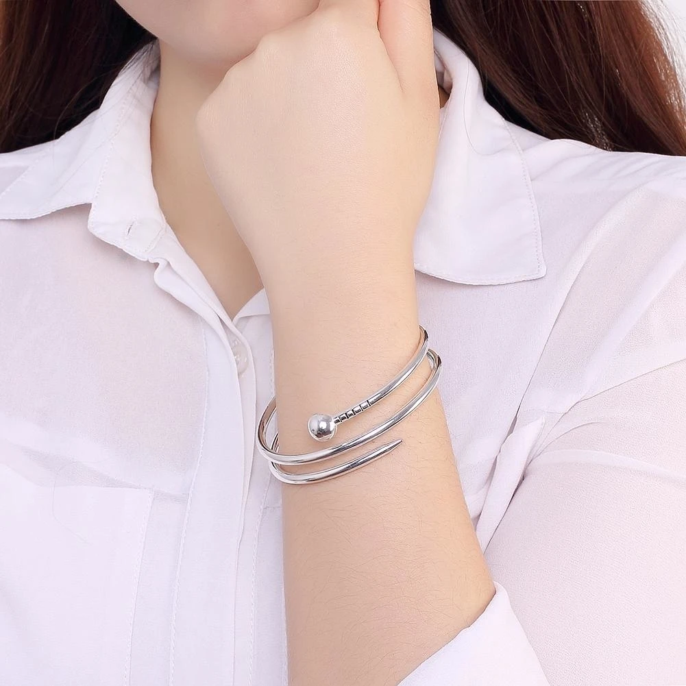 Sterling Silver Plated Anna Bracelet-Sterling Silver Plated Pin Wrap Bangle (3)