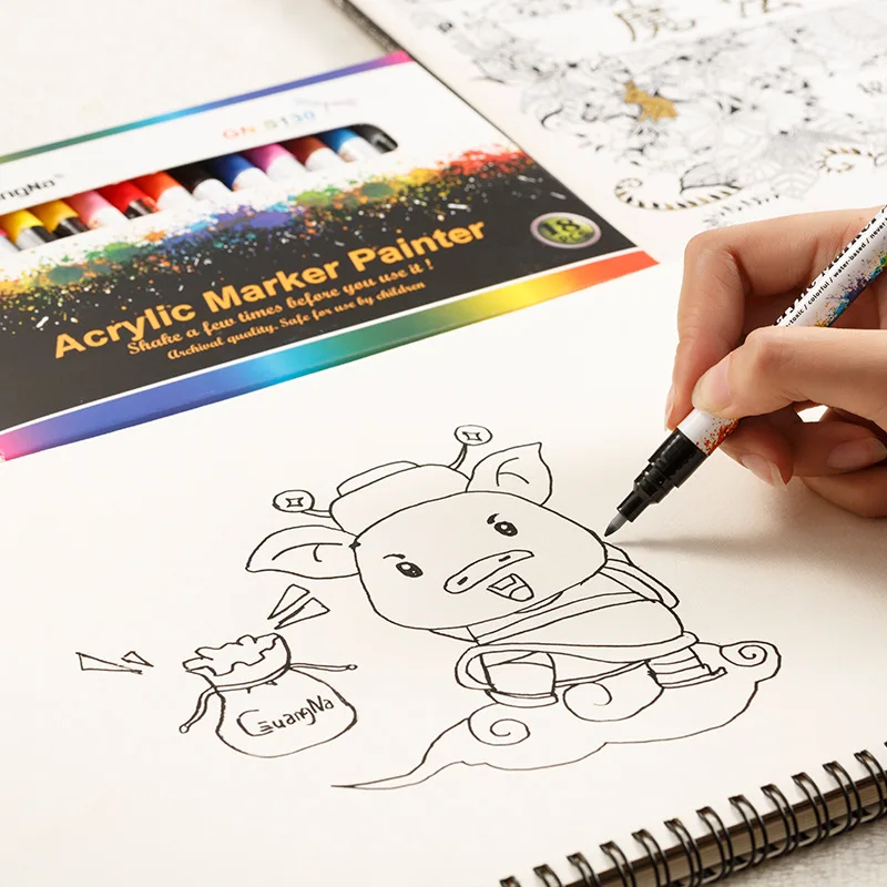 Paint Marker Pen 0.7mm Acrylic Paint Marker pen Detailed Marking Color Paint Pens for Ceramic Rock Glass Porcelain Mug Wood Fabric Canvas