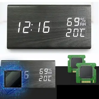 

Wooden Digital Alarm Clock with 3 Levels Adjustable Brightness/3 Groups of Alarm 3.29