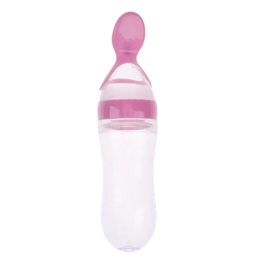 90 мл Baby Care бутылочки силиконовая Squeeze риса бутылки ложка для кормления кормящих подачи ложки - Цвет: Розовый