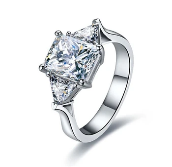 

Luxury wholesale ring 3CT Diamond engagement Ring sterling silver white gold Cover wedding ring for women