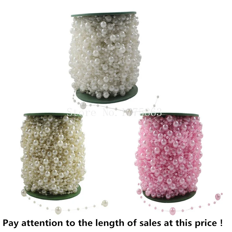 

10M Fishing Line Artificial Pearls Beads Chain Garland Flowers Bridal tiara wedding decoration Event Party Supplies AA7953