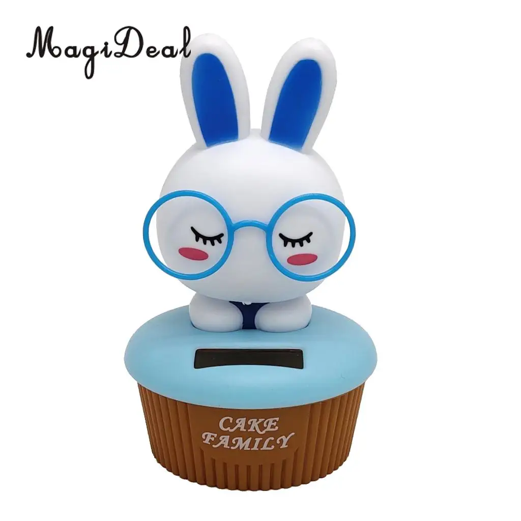 Cartoon Solar Powered Dancing Rabbit Animal Swing Figure Model Toy Dashboard Car Desk Decoration Blue