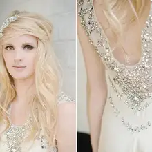 Совок vestido де феста лонго vestidos formales sexy бисером кристалл длинные шифон спинки свадебное платье Платья Знаменитостей