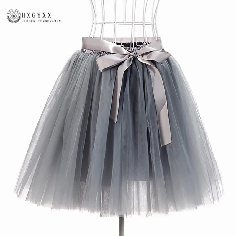2018 Women Mesh Skirts 7 Layers 50 Cm Midi Tulle Skirt Candy Color Ball Gown Tutu Party Petticoat Faldas Saia Jupe okb494 | Женская
