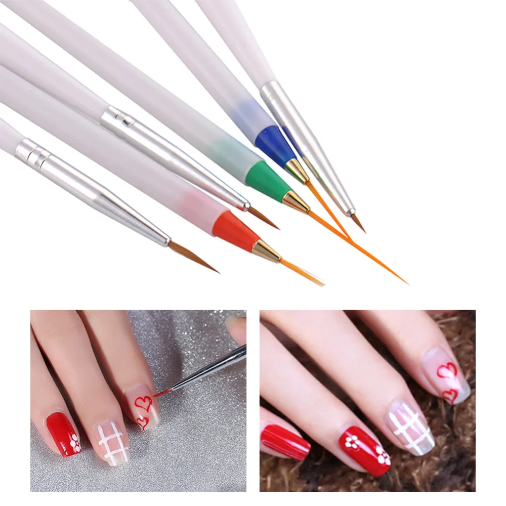6Pcs/Pack DIY Nail Art Pencil Nail Beauty Paint Brushes Color Drawing Line Pen Dotting Tools Kit Manicure nail art Tool