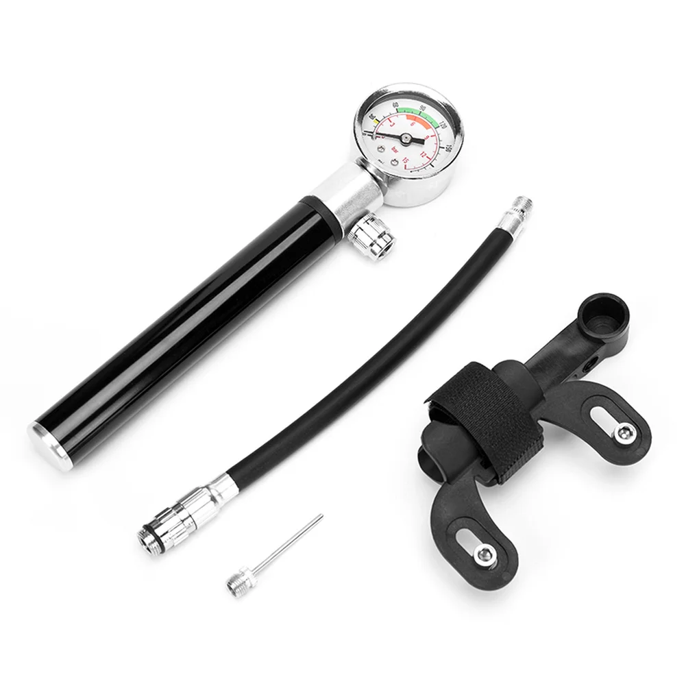 

1Set Bicycle Pump With Gauge High Pressure Hand Mini Pump Hose Air Inflator Schrader Cycling Fietspomp Shock Fork Tire Bike Pump