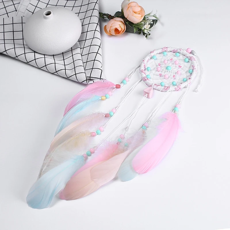 

1pc New Hanging Dream Catcher Colorful Big Feathers Handmade Dreamcatcher Bedroom Wind Chimes Decoration Ornament 2018