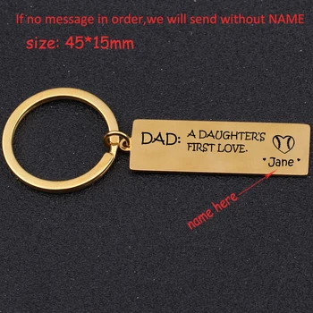 

Fashion Stainless Steel Keychain Engraved Dad A Daughter's First Love Personaliazed Custom Name For Father's Day Trendy Gift