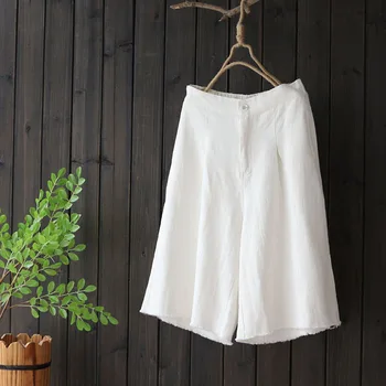 

4789 new summer women Japan style cotton knee length pants mori girl mid waist loose casual straight pants