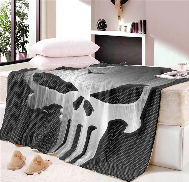 

Blanket Skull Design Fleece Travel Blanket Luffy Air Conditioner Throw on Sofa Comfortable Plane Rug Manta