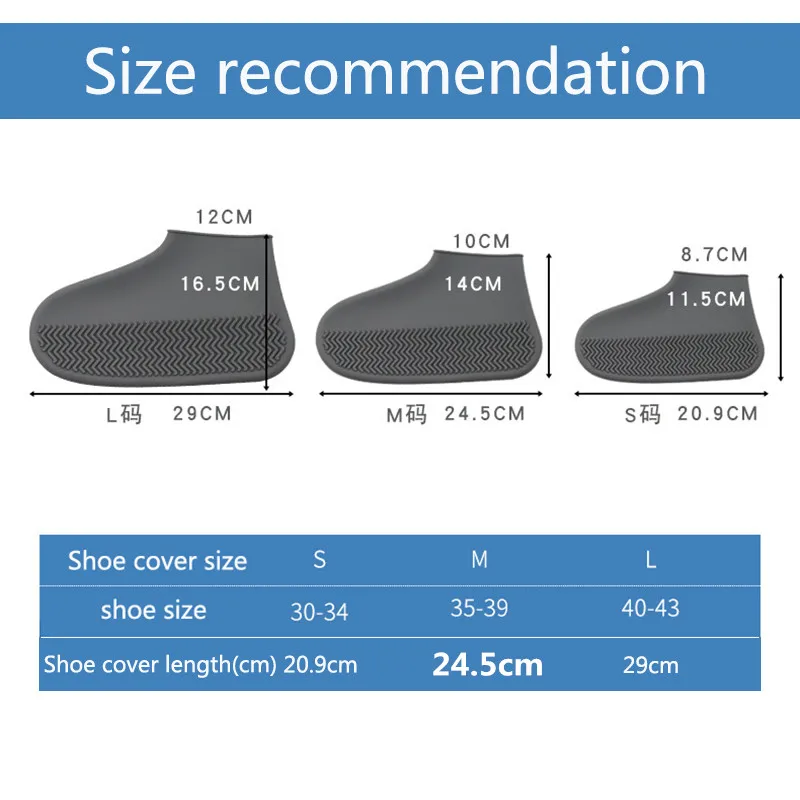 Silicone Overshoes Can Be Reused Waterproof Thick Wear-Resistant Anti-Slip RS9R3 