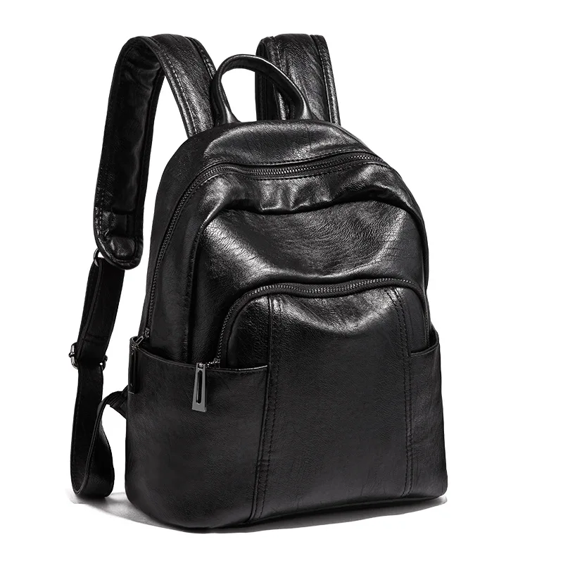 

Wax Leather Fashion Backpack 2018 Korean Multi Function Girls All Season Shoulder Bags Simple Vintage Design