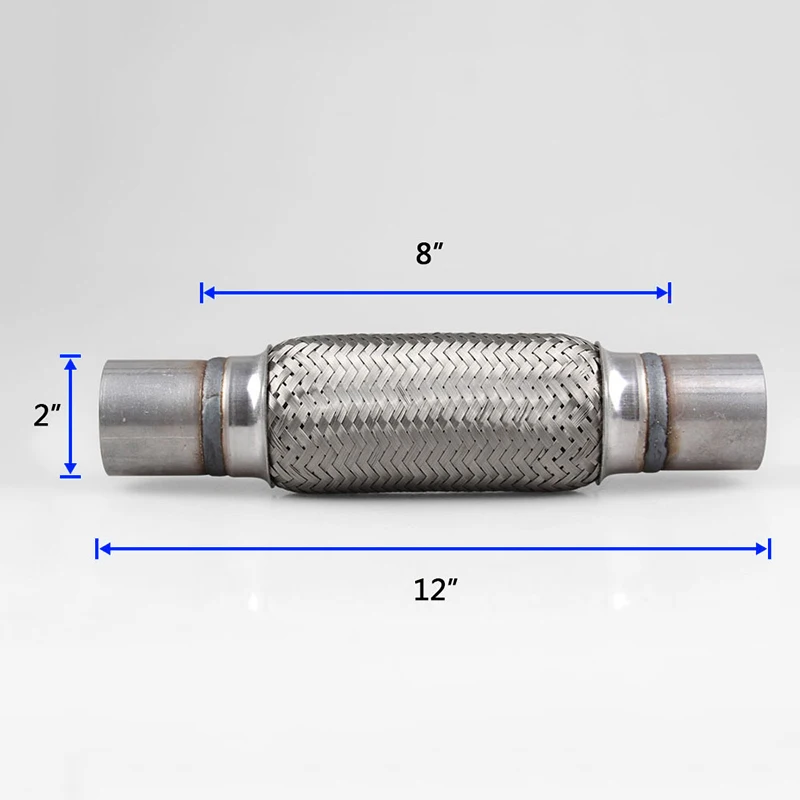1 шт. Серебряная Прочная нержавеющая сталь двойная оплетка автомобиля выхлопная гибкая труба " на входе х 12" длинная