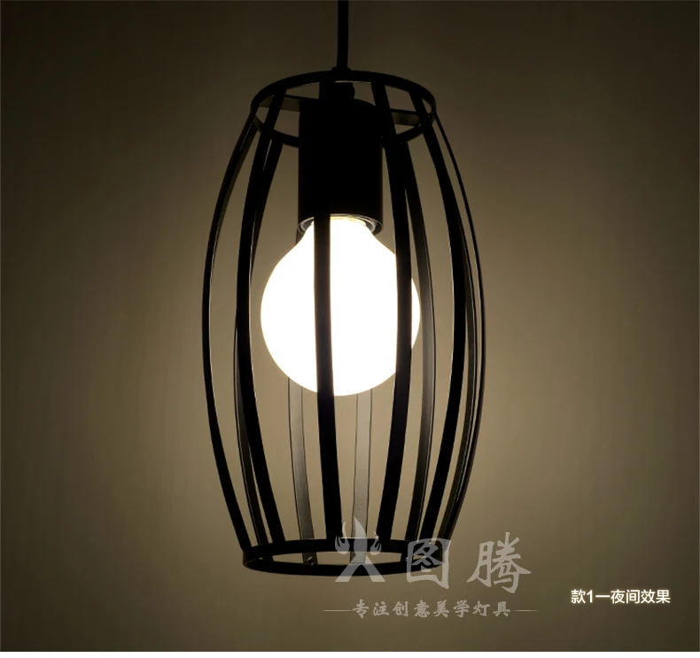 

Vintage retro pendant lights LED lamp metal cube cage lampshade lighting hanging light fixture with LED G80 bulb