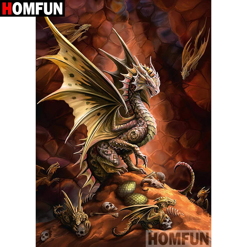 

HOMFUN 5D DIY Diamond Painting Full Square/Round Drill "Animal dragon" Embroidery Cross Stitch gift Home Decor Gift A09031