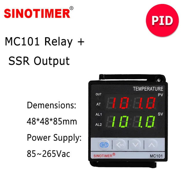 85-265 в AC PT100 K датчик Muti-входное реле и выход SSR цифровой PID регулятор температуры умный термостат с сигнализацией MC101 - Цвет: Relay and SSR Output