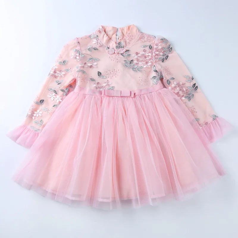 

Spring Flowers Embroidery Flare Sleeve Girls Dress For Wedding Party Dress Kids Princess Dress Children Girls Clothing 4-11T