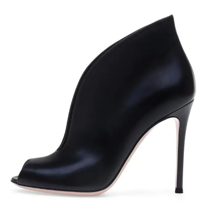 

Peep Toe Women High Heel Short Boots Fashion Spring Autumn Thin Heels Boots Solid Suitable Large Size Party Shoes Free Shipping