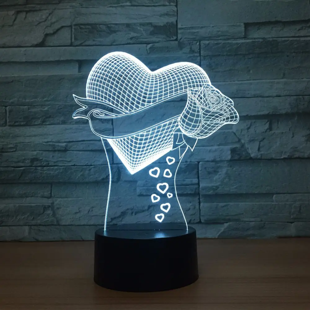  Unique Mom's Gifts Romantic love Rose Flower 3D Led Night Light 7 Color Change Novelty Table Lamp H - 32885761638