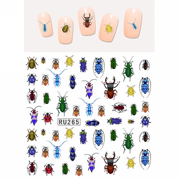 

UPRETTEGO NAIL ART BEAUTY WATER DECAL SLIDER NAIL STICKER CARTOON CUTE INSECT BUTTERFLY BEETLES FLY WORM RU265-270