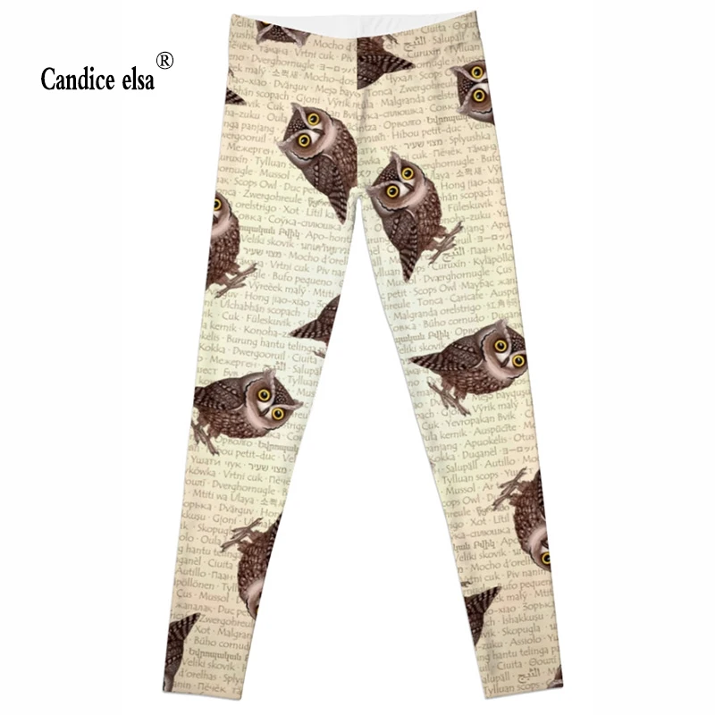 

CANDICE ELSA women leggings workout legging fitness female pants elastic night owl printed sexy trousers plus size wholesale
