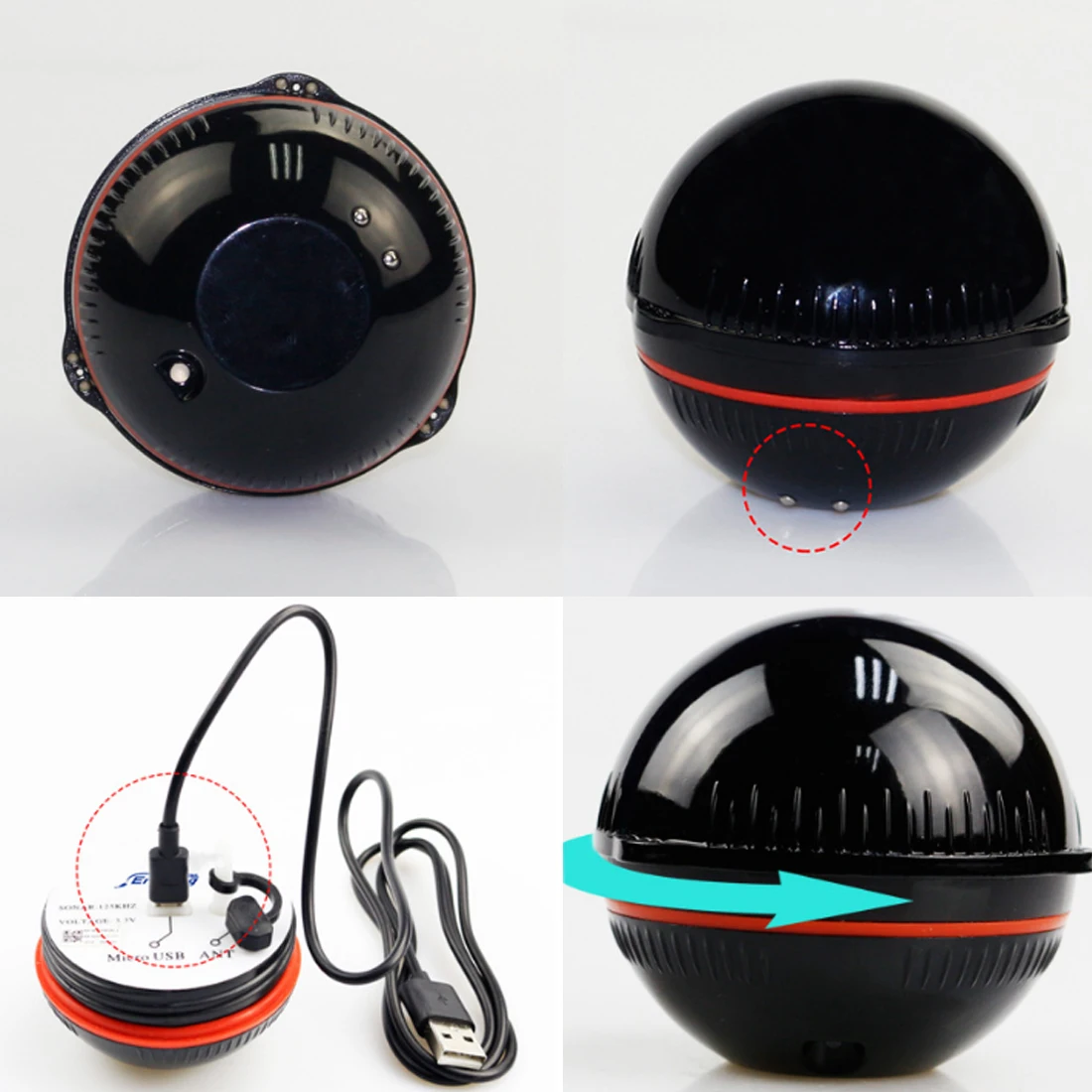 

125 KHZ Portable Bluetooth Smart Wireless Fish Finder With Lure Light For Fishing Eco Sounder Waterproof Mobile Phone Operate
