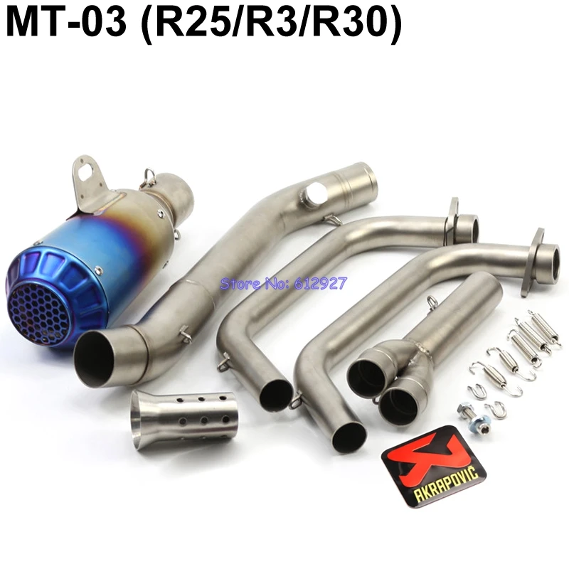 

Motorcycle for Yamaha MT-03 MT03 R25 R3 R30 Full Exhaust Pipe System Muffler Slip On Akrapovic Muffler Exhaust and Link Pipe Set