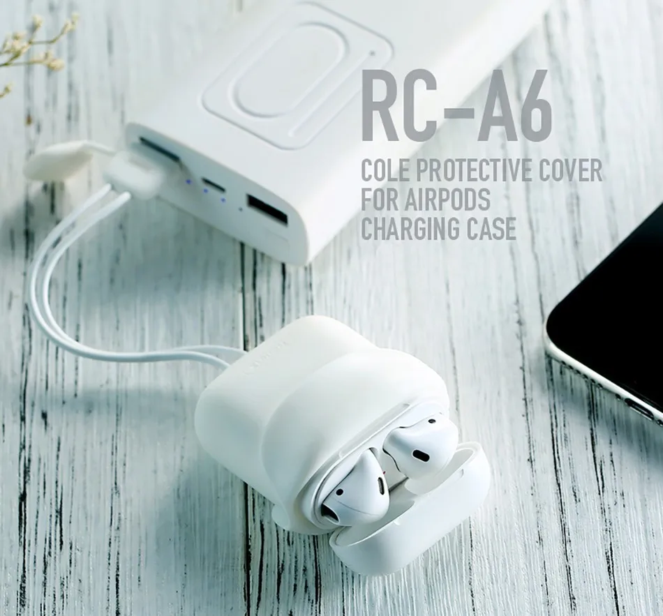 REMAX Мягкая силиконовая оболочка Сумка для Airpod чехол с 2.1A зарядный кабель Защитная крышка Анти-шок Airpods funda защитная коробка