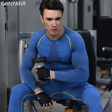 Ganyanr бренд Бег футболка Для мужчин спортивная быстросохнущая Теннис Баскетбол Compression Long Sleeve Фитнес Бег Упражнение Колготки для новорождённых