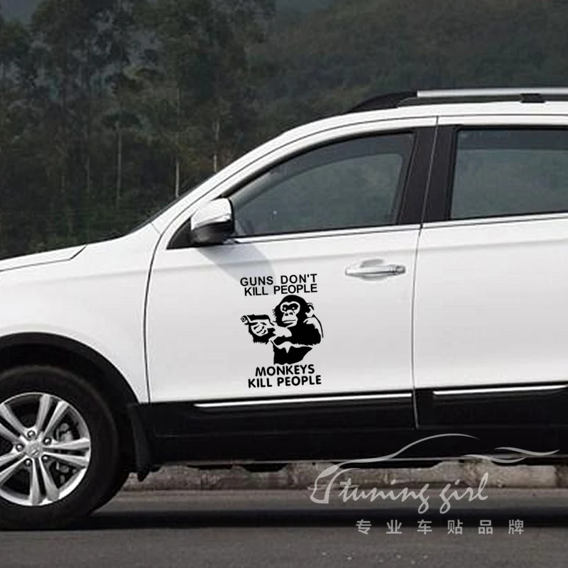 

Car Stickers Monkeys Kill People Funny Creative Decals For Doors Auto Tuning Styling Waterproof Vinyls 33cm 50cm D22
