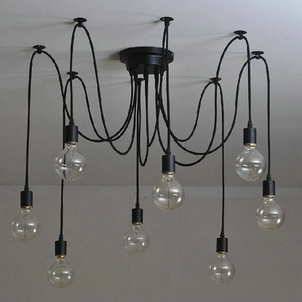 

Free shipping 6/8/10/12/14 Nordic Retro Edison Bulb Chandelier Vintage Loft Anti que Adjustable DIY E27 Spider Chandelier