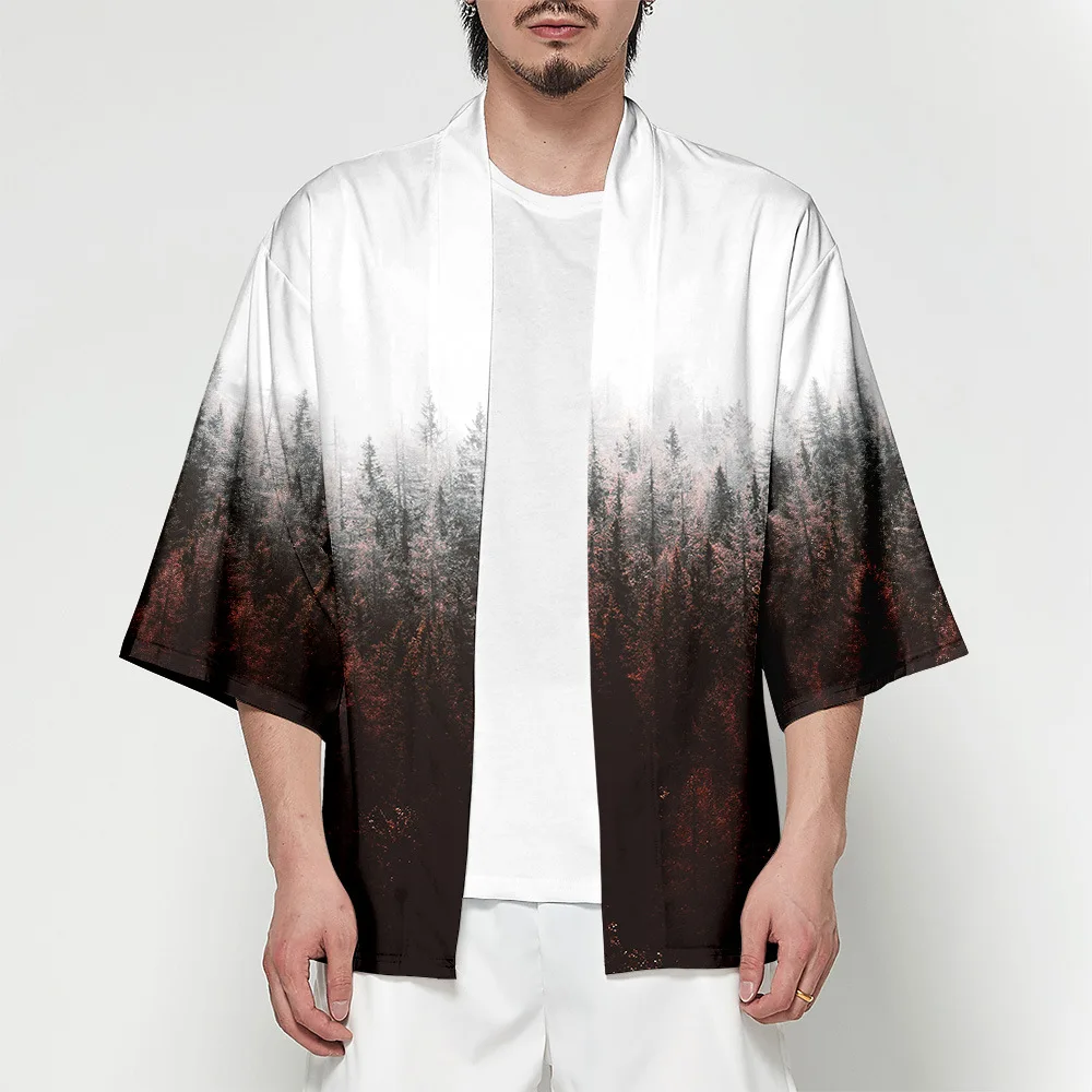 

Japanese Kimono Cardigan Men Haori Yukata Male Samurai Costume Clothing Kimono Jacket Mens Kimono Shirt Blouse Obi Clothes