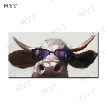 

MYT Modern Hand Painted Cow Oil Paints Abstract Pop Horse Oil Painting On Canvas Handmade Animal Cow Paintings On Canvas
